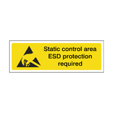Static Control Area ESD Protection Required Label | Safety-Label.co.uk