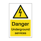 Danger Underground Services Safety Sign | Safety-Label.co.uk