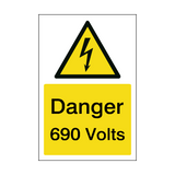 690 Volts Electrical Safety Sign | Safety-Label.co.uk