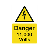 11,000 Volts Electrical Safety Sign | Safety-Label.co.uk