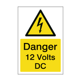 12 Volts DC Electrical Safety Sign | Safety-Label.co.uk