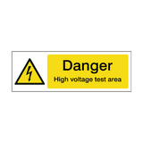 Danger High Voltage Test Area Safety Sign | Safety-Label.co.uk