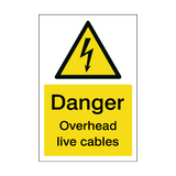 Danger Overhead Live Cables Safety Sign | Safety-Label.co.uk