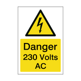230 Volts AC Electrical Safety Sign | Safety-Label.co.uk