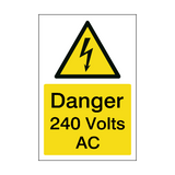 240 Volts AC Electrical Safety Sign | Safety-Label.co.uk