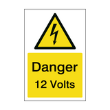12 Volts Electrical Safety Sign | Safety-Label.co.uk