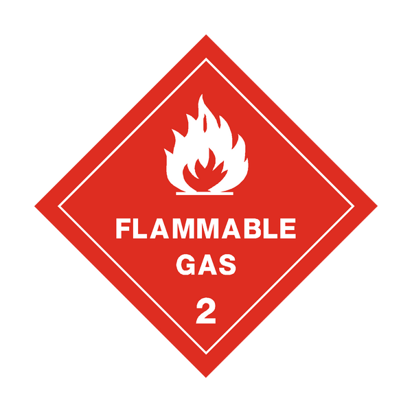 Flammable Gas 2 White Sticker | Safety-Label.co.uk