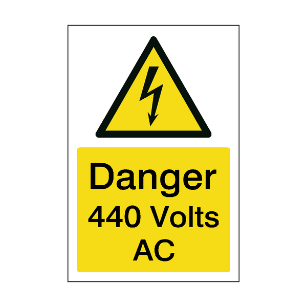 440 Volts AC Electrical Safety Sign | Safety-Label.co.uk