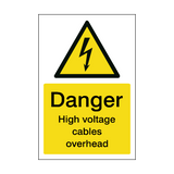 Danger High Voltage Cables Overhead Safety Sign | Safety-Label.co.uk