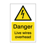 Danger Live Wires Overhead Safety Sign | Safety-Label.co.uk