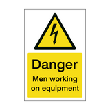 Danger Men Working On Equipment Safety Sign | Safety-Label.co.uk