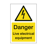 Danger Live Electrical Equipment Safety Sign | Safety-Label.co.uk