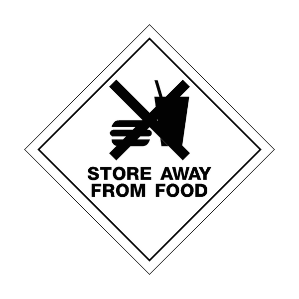 Store Away From Food Sticker | Safety-Label.co.uk