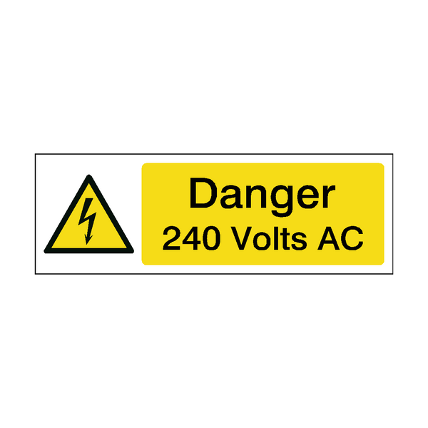 240 Volts AC Safety Sign | Safety-Label.co.uk