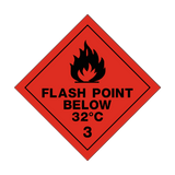 Flash Point Below 32°C 3 Sticker | Safety-Label.co.uk