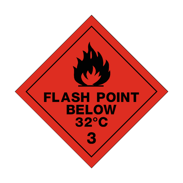 Flash Point Below 32°C 3 Sticker | Safety-Label.co.uk
