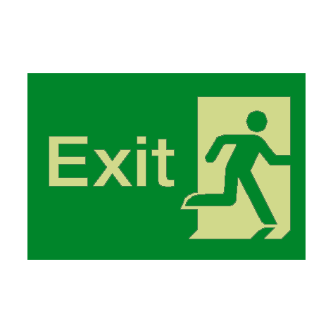 Exit Running Man Right Photoluminescent Sign | Safety-Label.co.uk