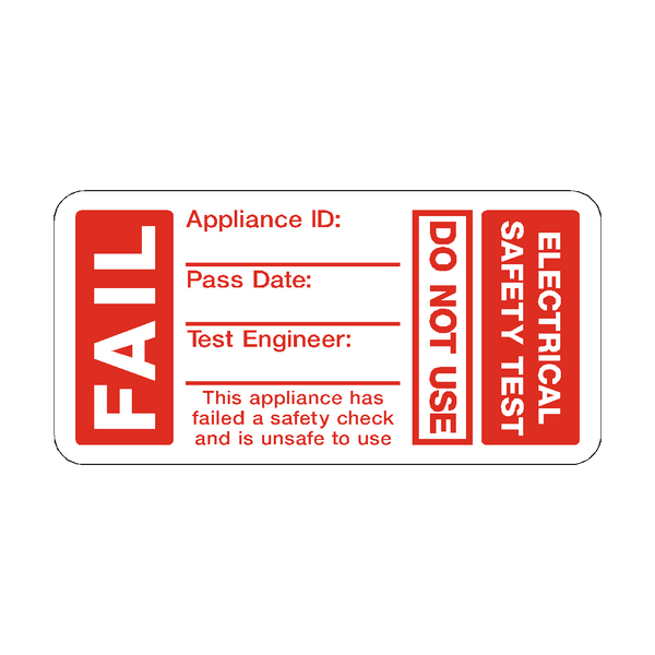 PAT Test Fail Label | Safety-Label.co.uk