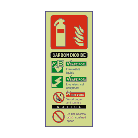 Carbon Dioxide Fire Extinguisher Photoluminescent Sign | Safety-Label.co.uk