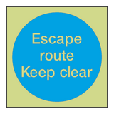 Escape Route Keep Clear Photoluminescent Sign | Safety-Label.co.uk