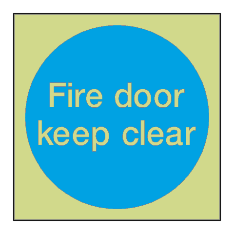 Fire Door Keep Clear Photoluminescent Sign | Safety-Label.co.uk