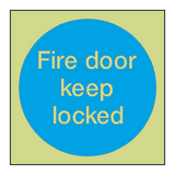 Fire Door Keep Locked Photoluminescent Sign | Safety-Label.co.uk