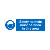 Safety Helmets Must Be Worn In This Area Label | Safety-Label.co.uk