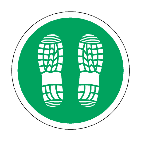 Bootprint Floor Sticker - Green | Safety-Label.co.uk