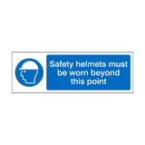 Safety Helmets Must Be Worn Beyond This Point Label | Safety-Label.co.uk