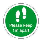 Please Keep 1M Apart Floor Sticker - Green | Safety-Label.co.uk