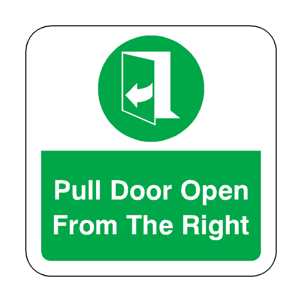 Pull Door Open From The Right Floor Graphics Sticker | Safety-Label.co.uk