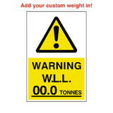 Working Load Limit Sticker Tonnes Custom Weight | Safety-Label.co.uk