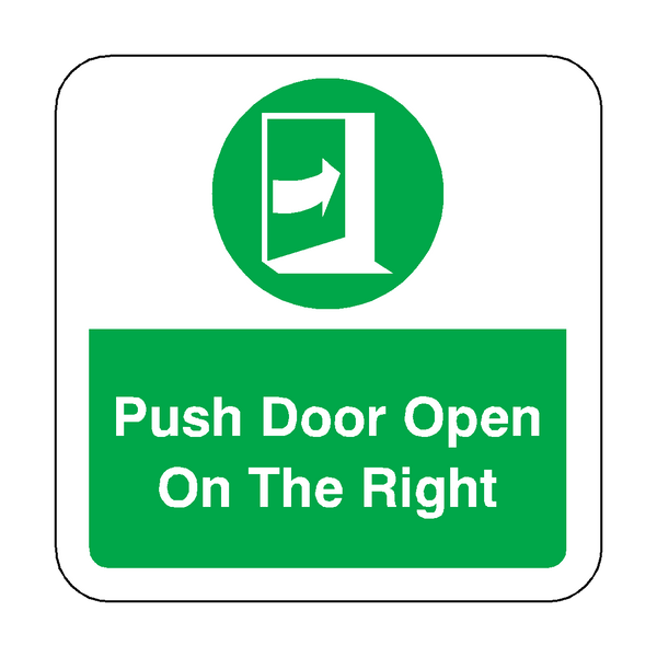 Push Door Open On The Right Floor Graphics Sticker | Safety-Label.co.uk