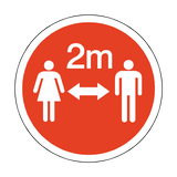 2 Metres Gap Floor Sticker - Red | Safety-Label.co.uk