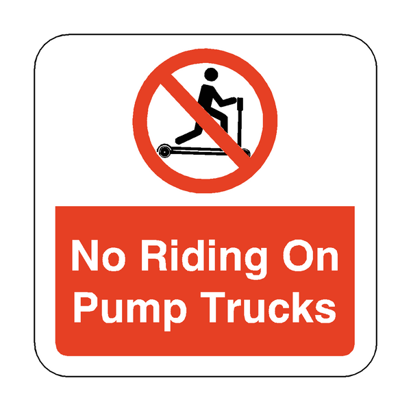 No Riding On Pump Trucks Floor Graphics Sticker | Safety-Label.co.uk