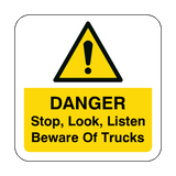 Stop, Look, Listen, Beware Of Trucks Floor Graphics Sticker | Safety-Label.co.uk