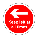 Keep Left At All Times Floor Sticker - Red | Safety-Label.co.uk