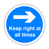 Keep Right At All Times Floor Sticker - Blue | Safety-Label.co.uk