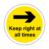 Keep Right At All Times Floor Sticker - Yellow | Safety-Label.co.uk