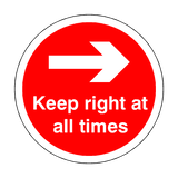 Keep Right At All Times Floor Sticker - Red | Safety-Label.co.uk