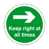 Keep Right At All Times Floor Sticker - Green | Safety-Label.co.uk