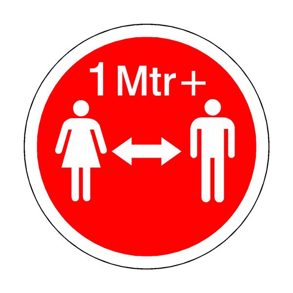 1 Metre Plus Gap Floor Sticker - Red | Safety-Label.co.uk