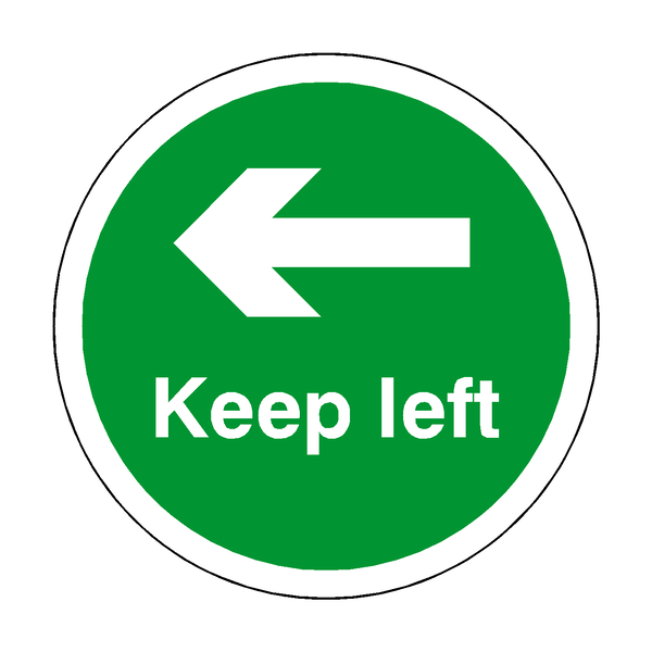 Keep Left Floor Sticker - Green | Safety-Label.co.uk