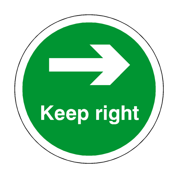 Keep Right Floor Sticker - Green | Safety-Label.co.uk