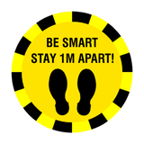 Stay 1 Metre Apart Floor Sticker - Yellow | Safety-Label.co.uk