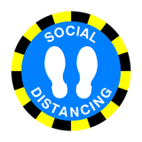 Social Distancing Floor Sticker - Blue | Safety-Label.co.uk