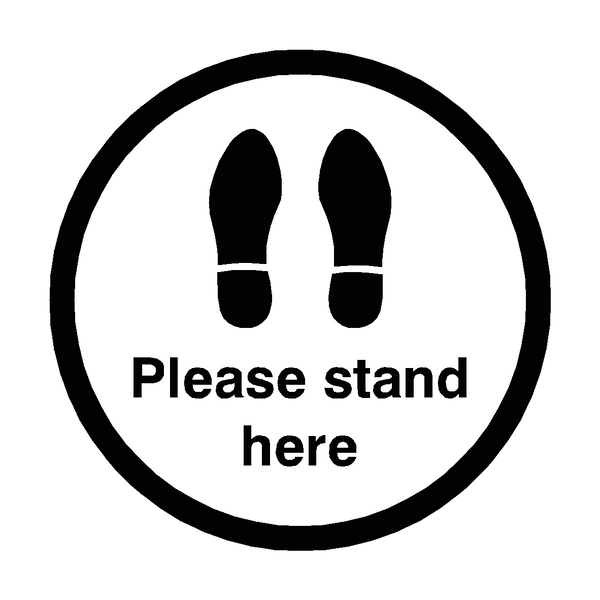 Please Stand Here Floor Sticker - Black | Safety-Label.co.uk