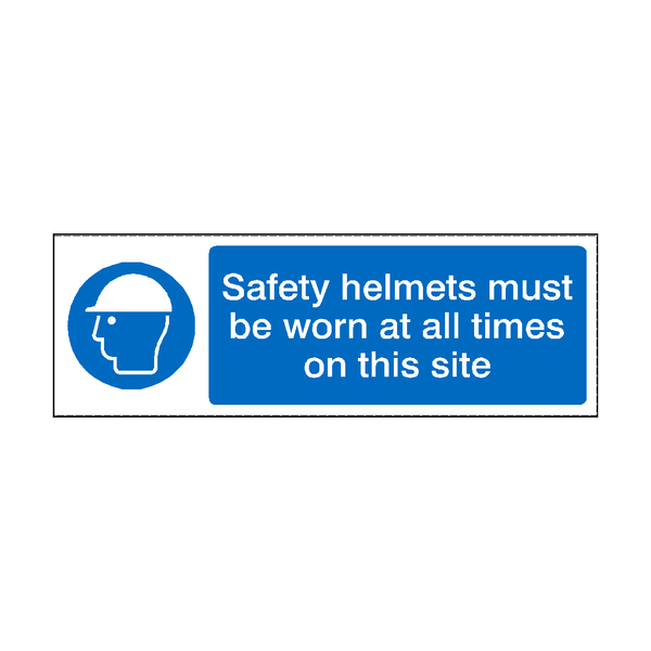 Safety Helmets Must Be Worn On This Site Label | Safety-Label.co.uk