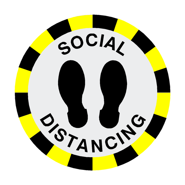 Social Distancing Floor Sticker - Black | Safety-Label.co.uk