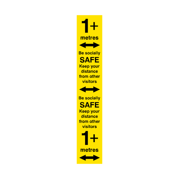 1 Metre Plus Distance Floor Marking Strip - Yellow | Safety-Label.co.uk